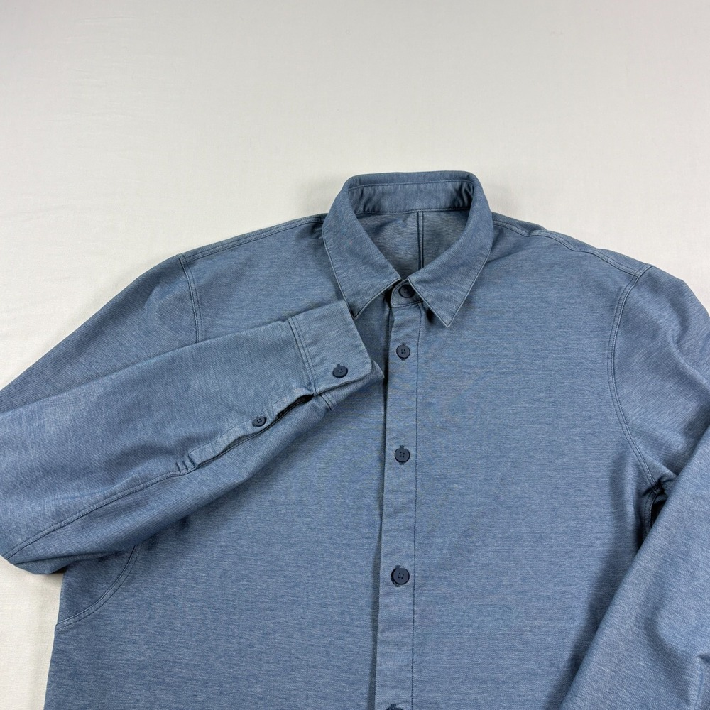 Lululemon Shirt Mens Medium Blue Commission Button Up Long Sleeve Casual Slim